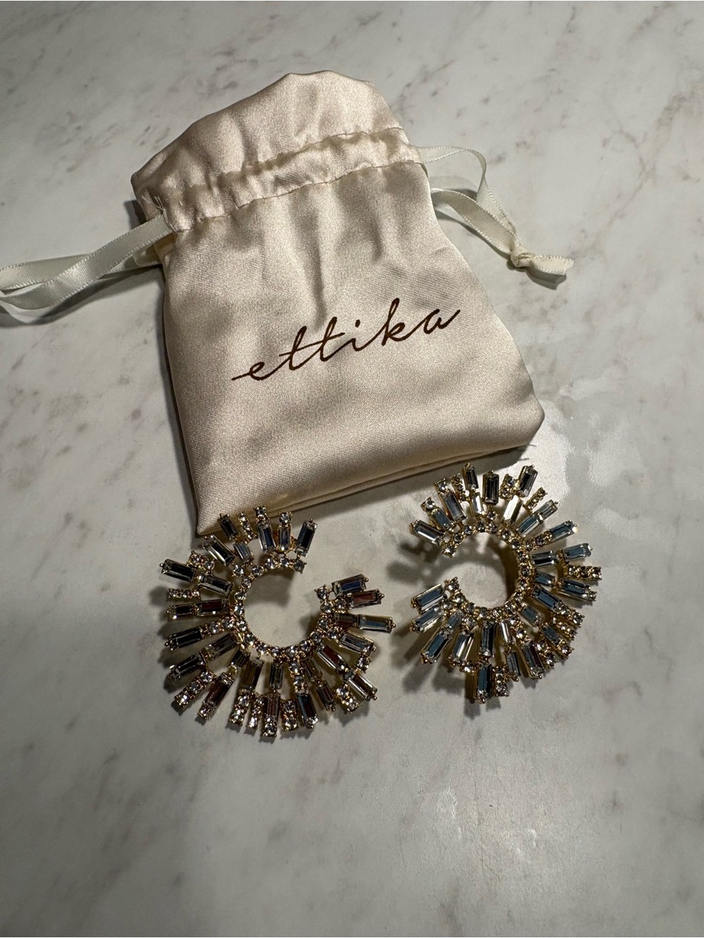 ettika Open Circle Stardust Earrings in 18K Gold Plate - Picture 3 of 4